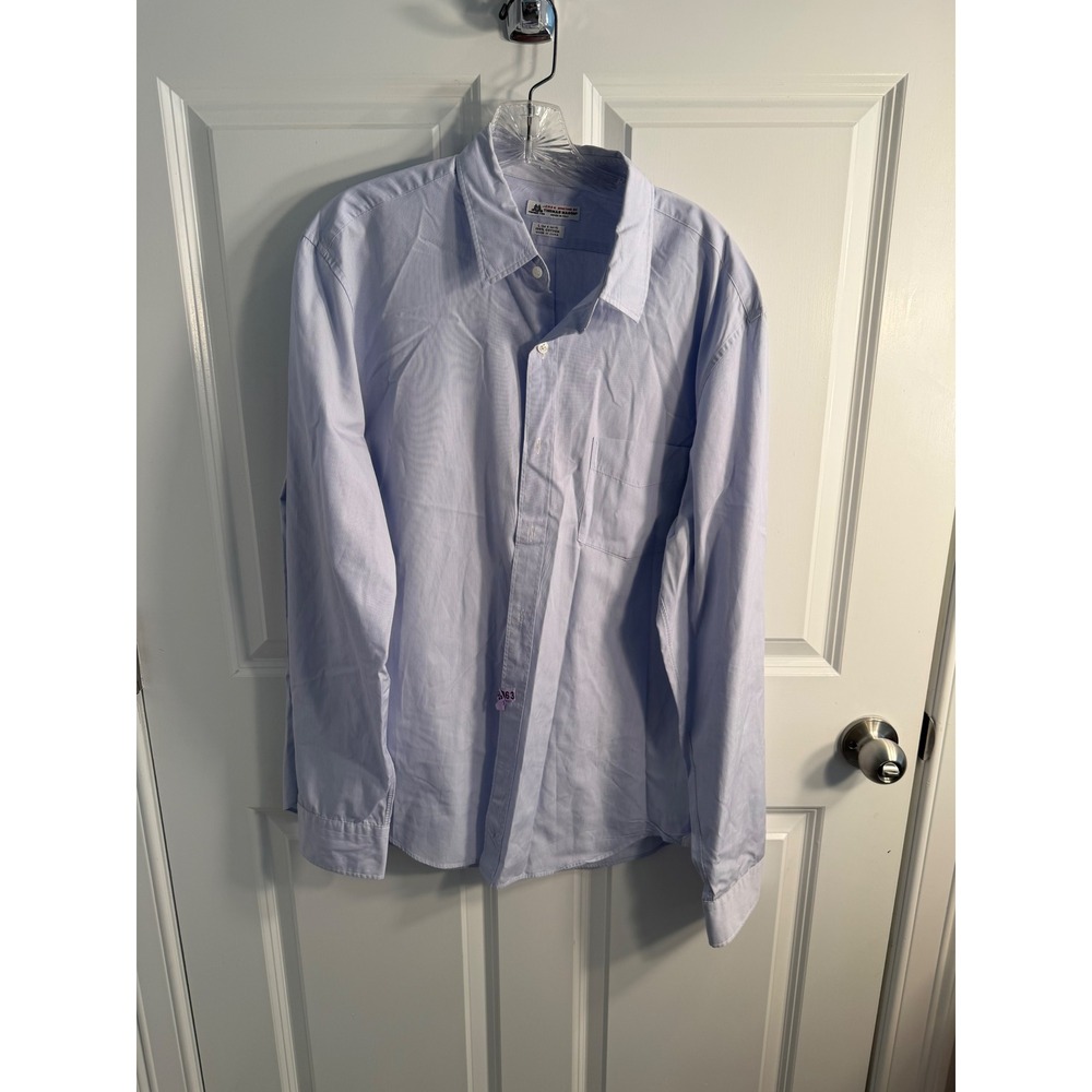 J.Crew Thomas Mason Ludlow Dress Shirt Mens L 16-16.5 Blue Micro Stripe Cotton